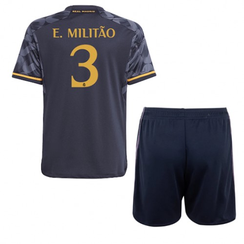 Dětský Fotbalový dres Real Madrid Eder Militao #3 2023-24 Venkovní Krátký Rukáv (+ trenýrky)